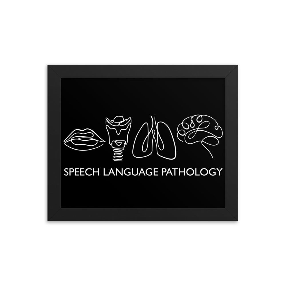 SPEECH LANGUAGE PATHOLOGY ANATOMY | LINE ART | dark framed poster