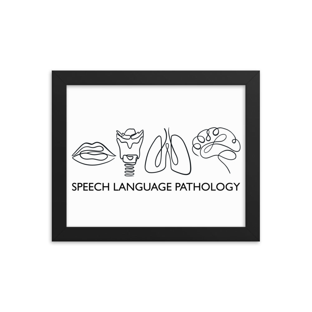 SPEECH LANGUAGE PATHOLOGY ANATOMY | LINE ART | light framed poster