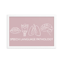 Load image into Gallery viewer, SPEECH LANGUAGE PATHOLOGY ANATOMY | LINE ART | pink framed poster
