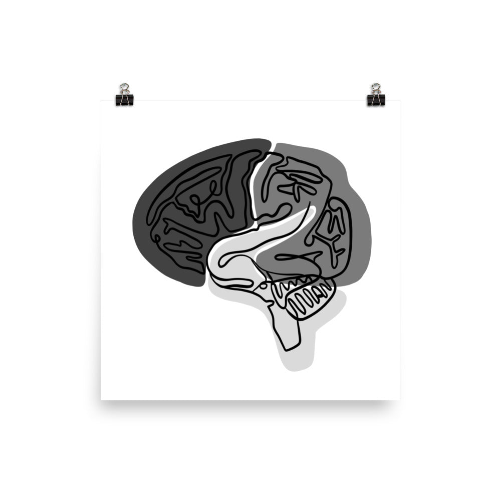 BRAIN | ABSTRACT LINE ART COMBO | grey poster