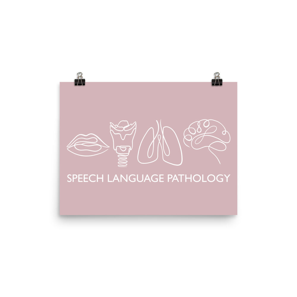 SPEECH LANGUAGE PATHOLOGY ANATOMY | LINE ART | pink poster